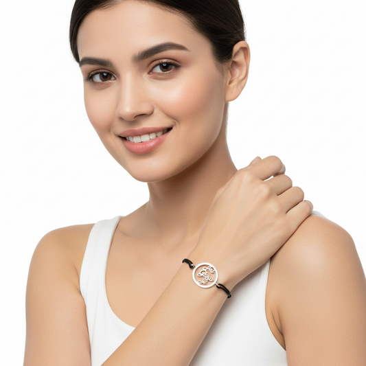 Jai Guru Ji Silver Bracelet with Single Diamond - Jewelslane