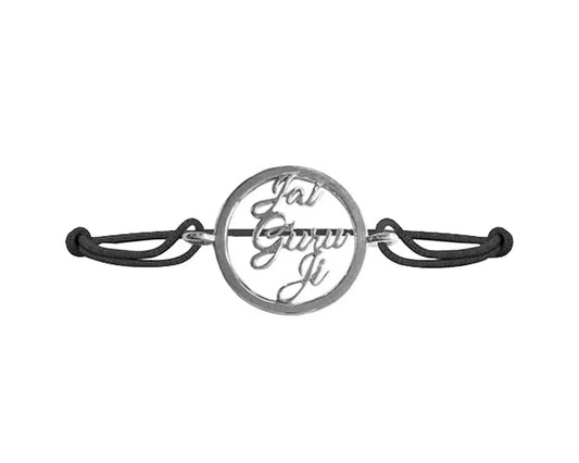 Jai Guru Ji Silver Bracelet with Single Diamond - Jewelslane