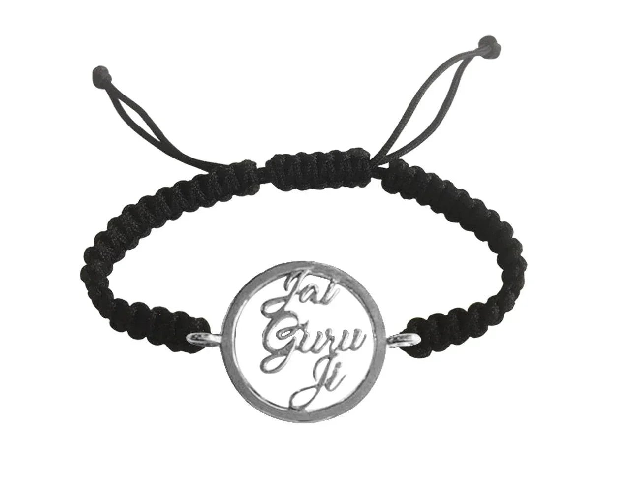 Jai Guru Ji Silver Bracelet with Single Diamond - Jewelslane