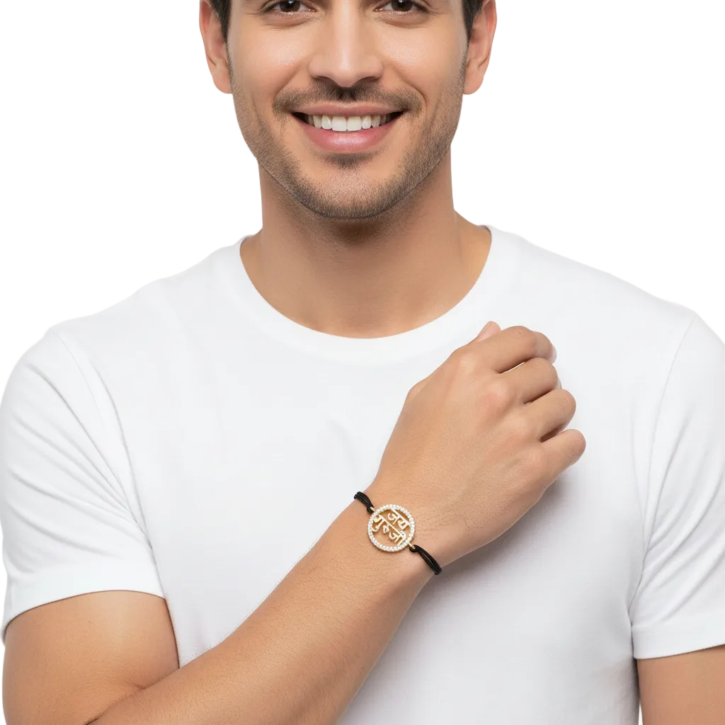 Jai Guru Ji vibrant Gold & diamond Bracelet - jewelslane
