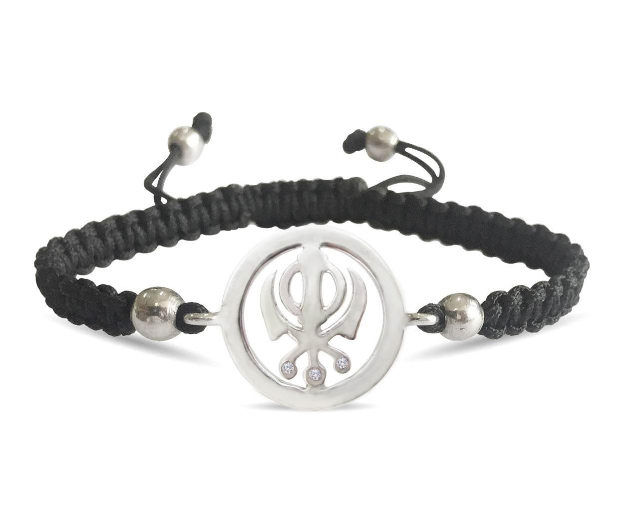 Auspicious Khanda Silver bracelet in silver - Jewelslane