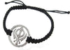 Khanda Bracelet in Silver with Diamonds on Nylon Thread - Jewelslane
