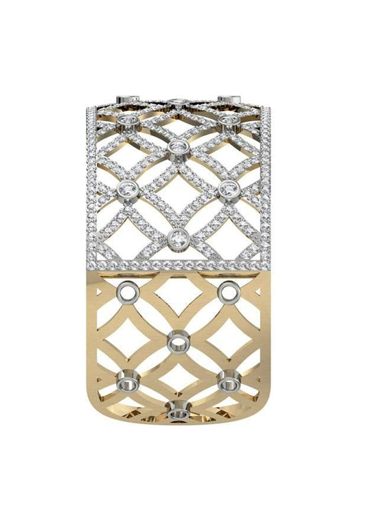 Latticework Wide Diamond Cuff - Jewelslane