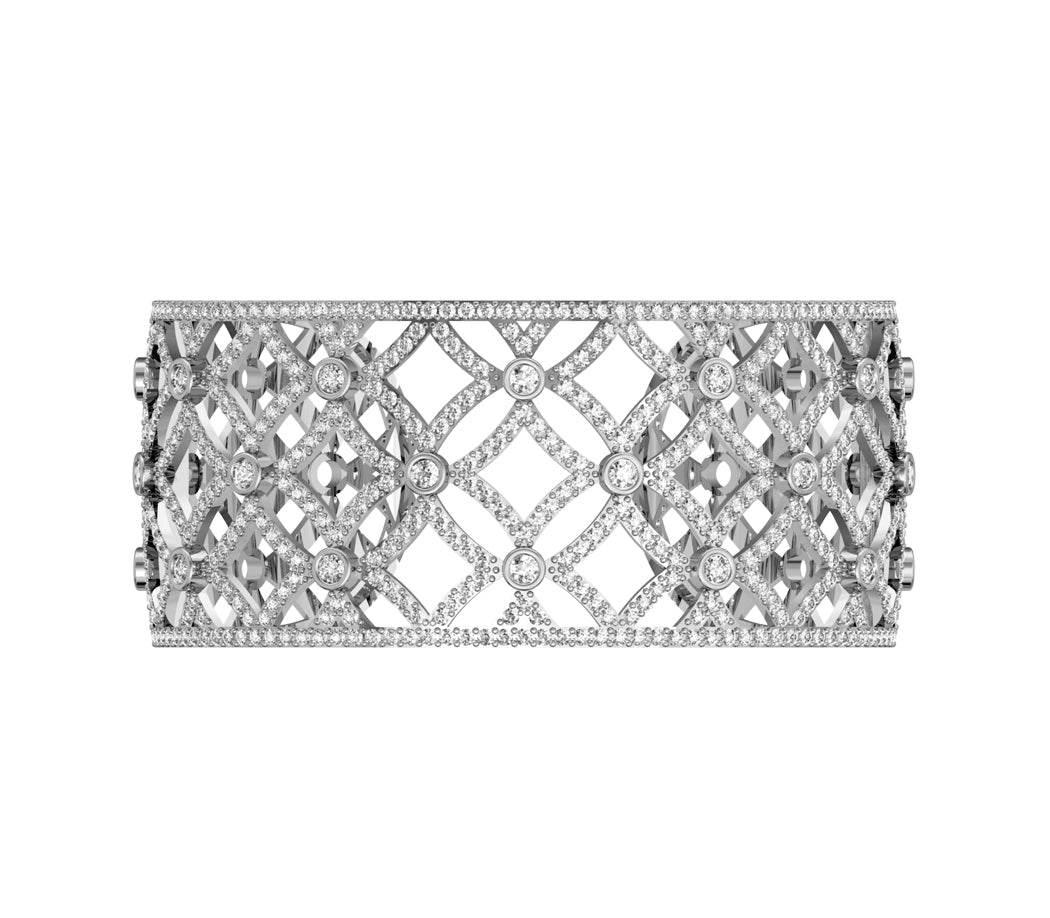 Latticework Wide Diamond Cuff - Jewelslane