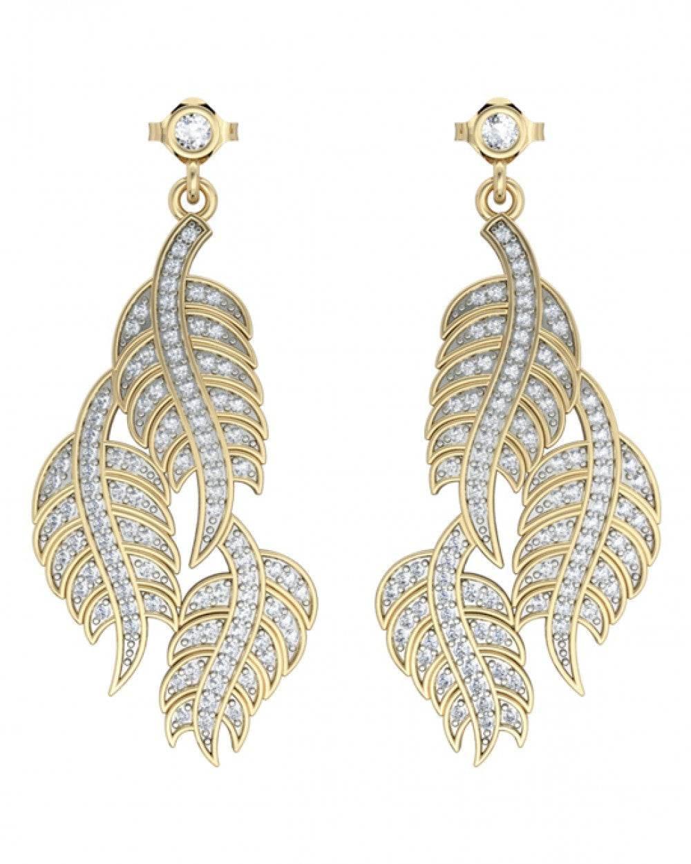 Leaf Earring with Diamonds - Jewelslane