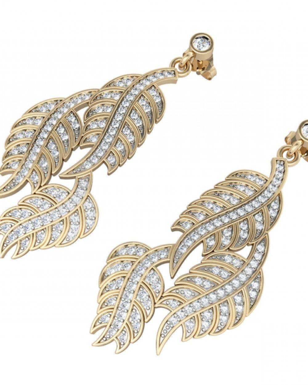 Leaf Earring with Diamonds - Jewelslane