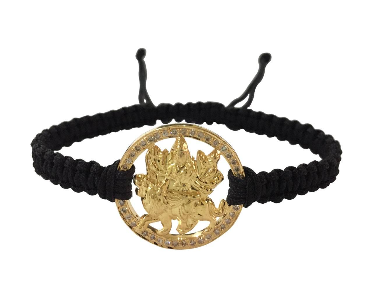 Auspicious Mata Bracelet in gold on adjustable thread - Jewelslane