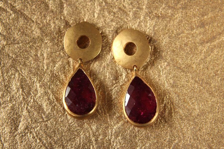 Tourmaline Pear Drops in Gold - Jewelslane