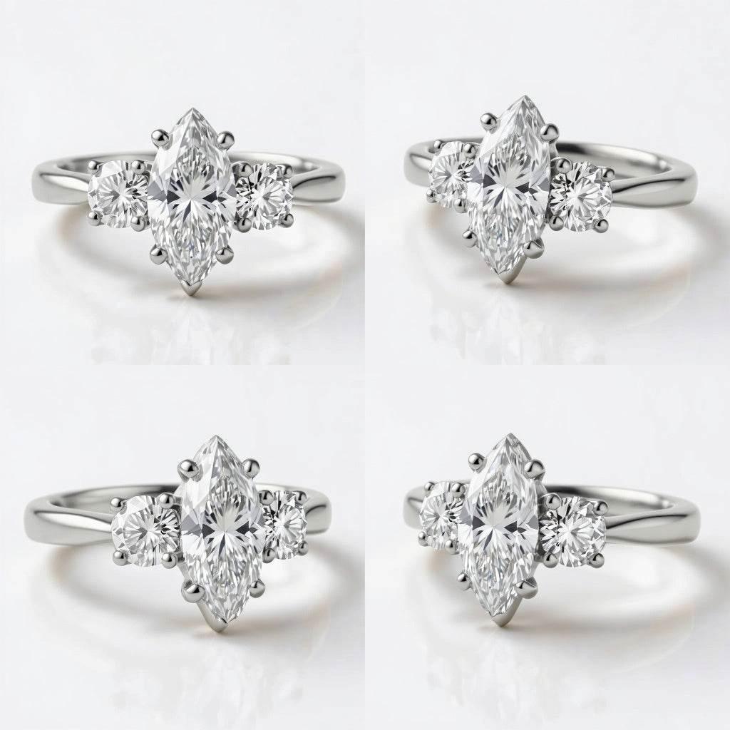 Naina Marquee Lab Grown Diamond Solitaire ring set in gold - Jewelslane