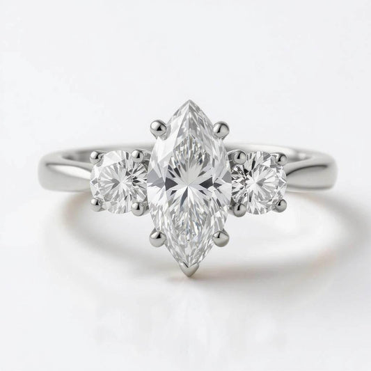 Naina Marquee Lab Grown Diamond Solitaire ring set in gold - Jewelslane