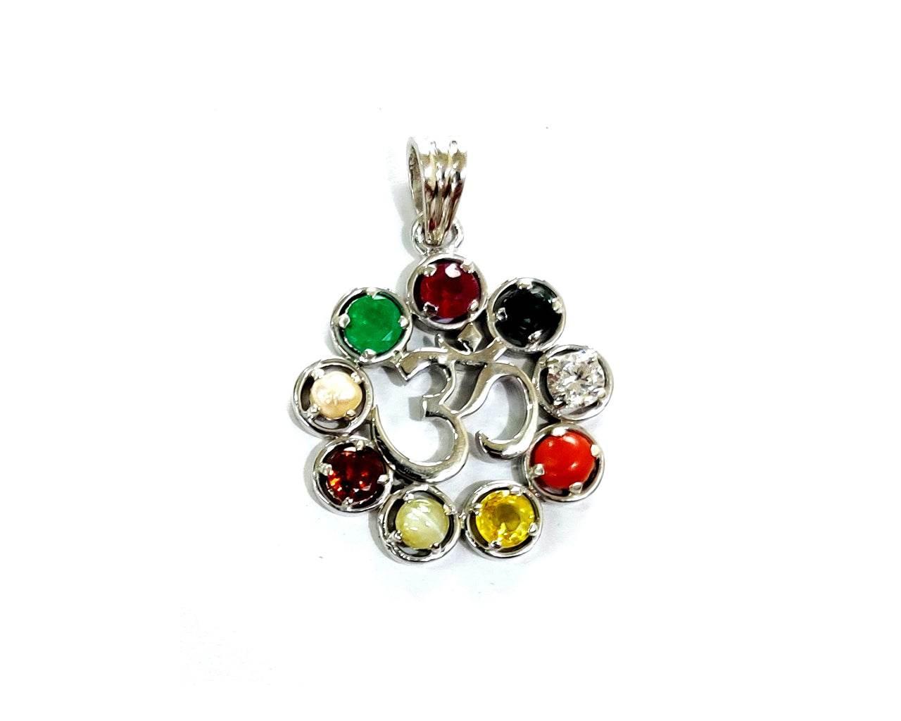 Nav Ratan pendant OF Astrological significance in Silver - Jewelslane