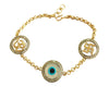 Auspicious Om Evil Eye and swastika bracelet in gold with diamonds - Jewelslane