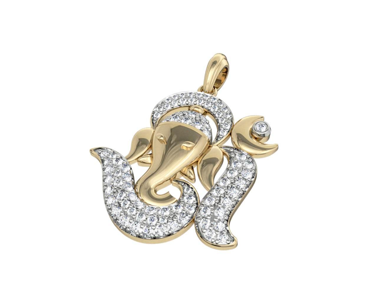 Om Ganesh Diamond Pendant - Jewelslane