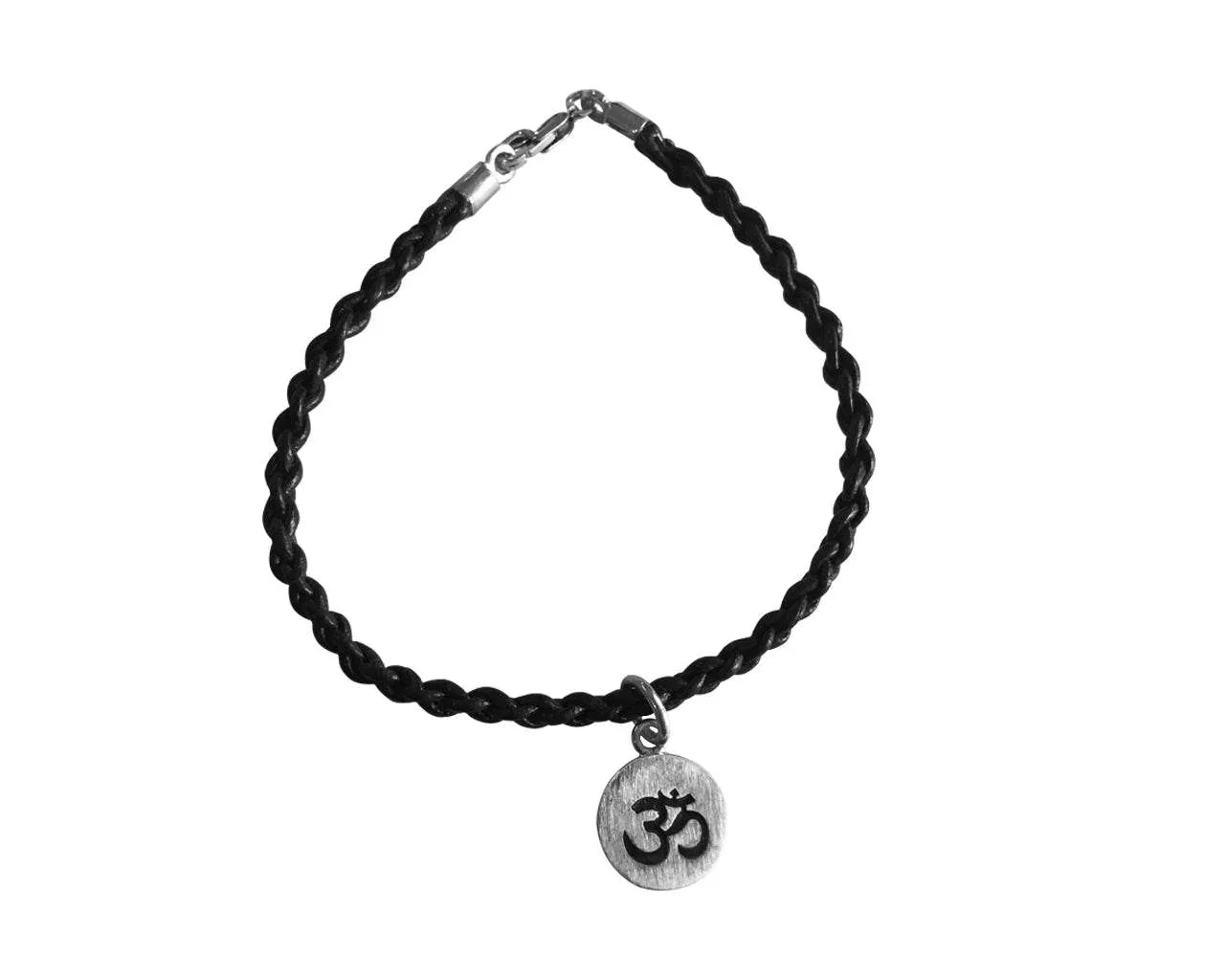 Om charm bracelet on leather cord - Jewelslane