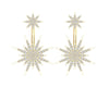 Paige Designer Star earrings front & suspended from lobe in 18k gold with diamonds - Jewelslane
