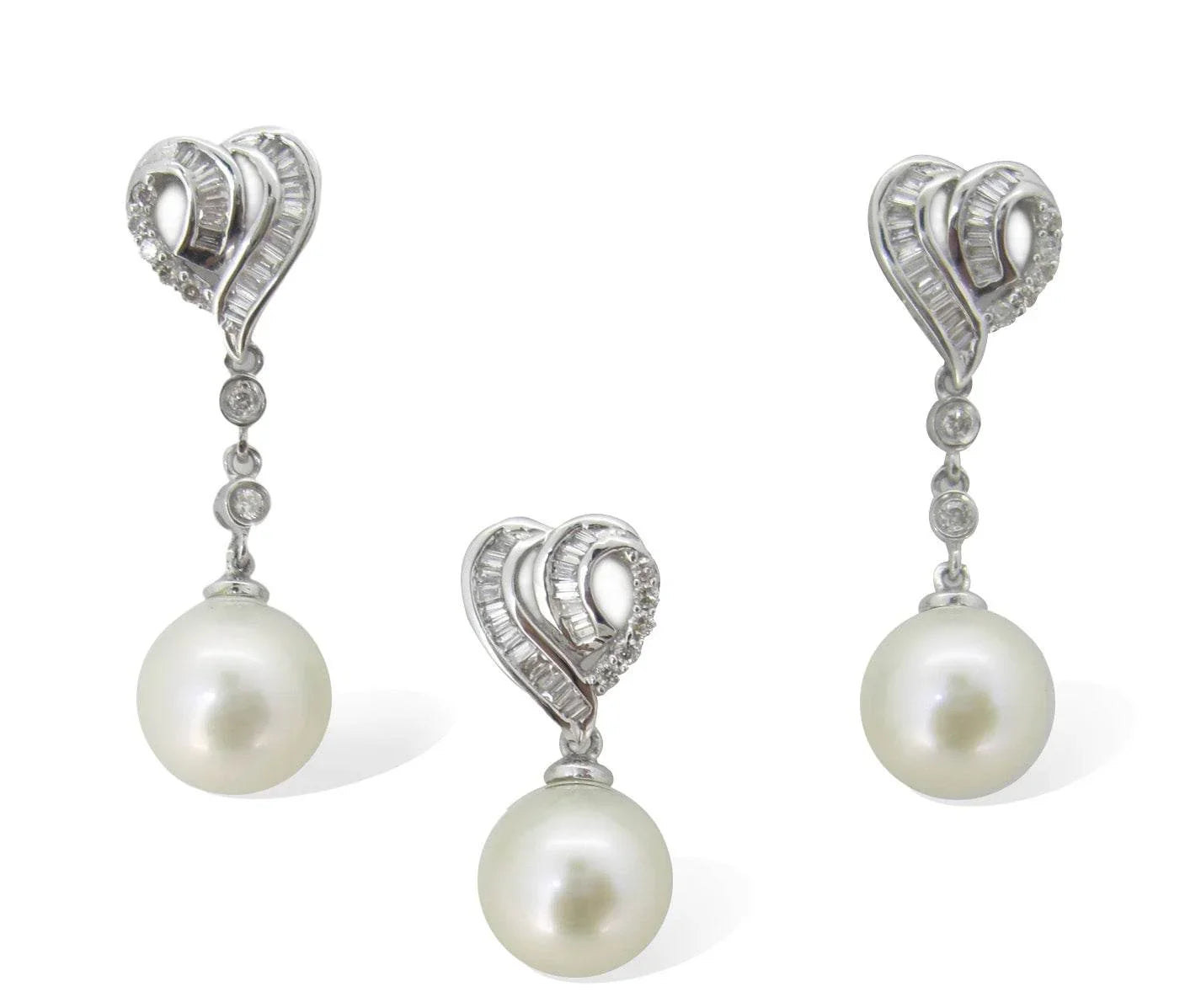 Pearl & Diamonds Pendant Set - Jewelslane