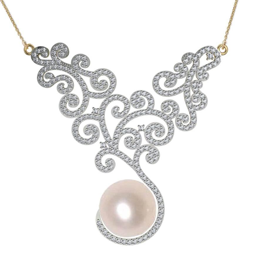 Pearl & Diamond Designer Pendant - Jewelslane
