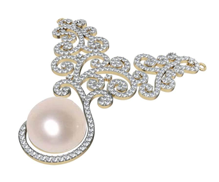 Pearl & Diamond Designer Pendant - Jewelslane