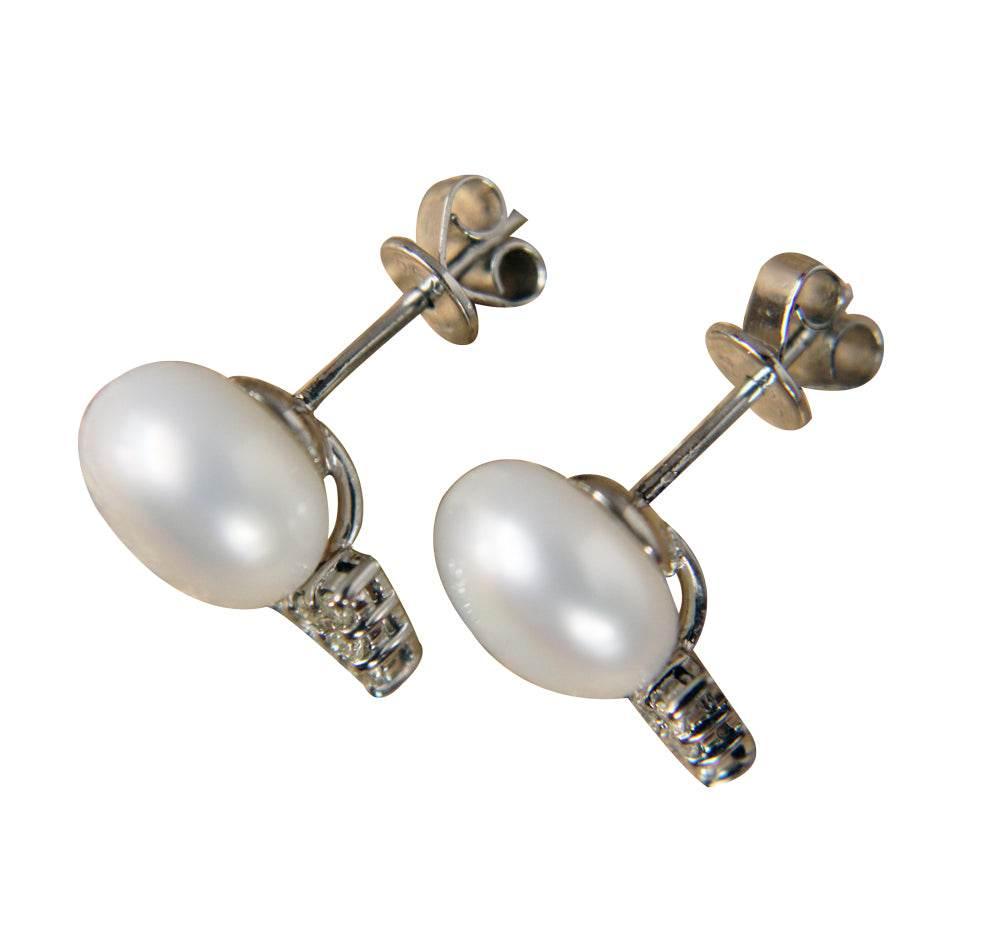 Pearl & Diamond Earring Studs - Jewelslane