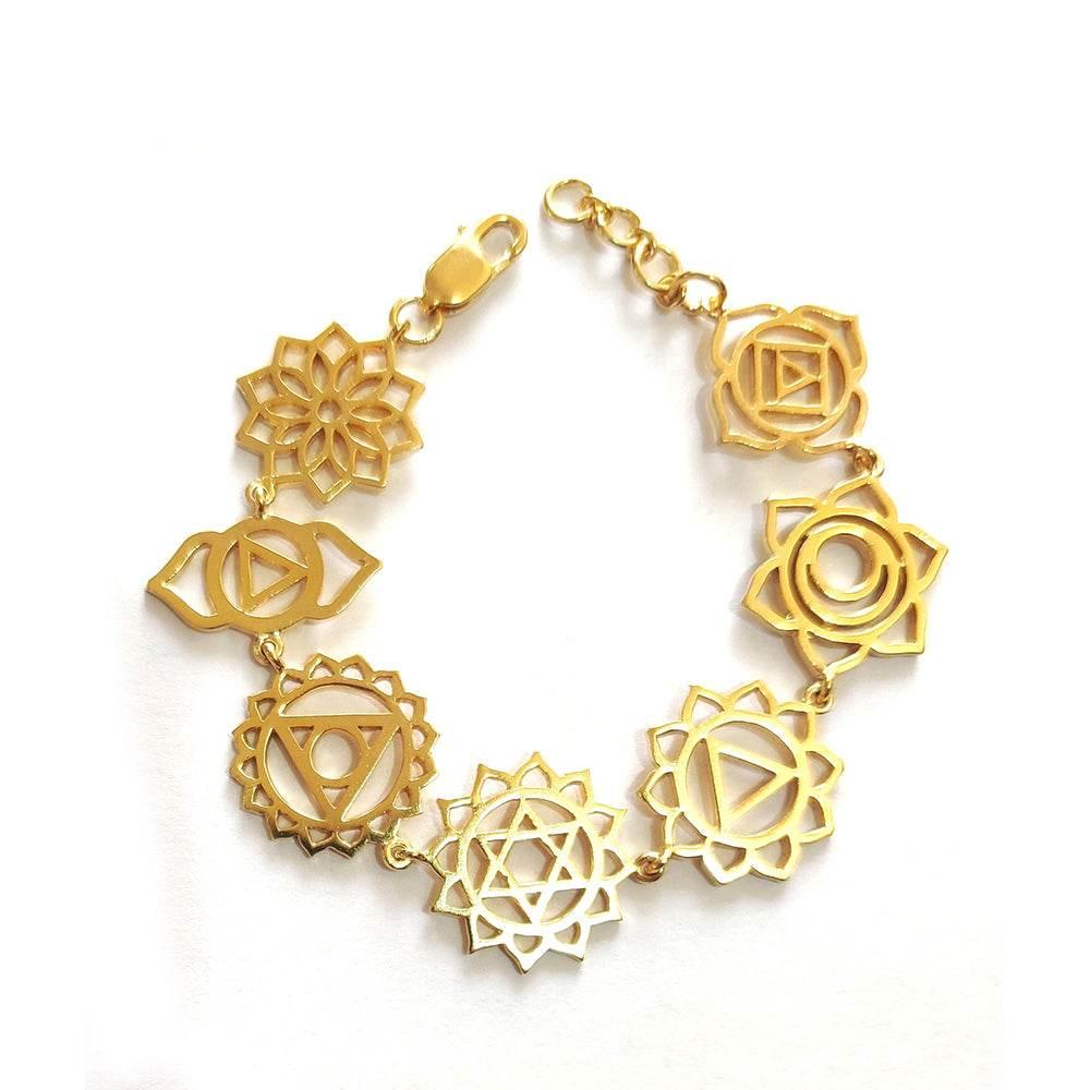 Propitious Chakras Bracelet in gold plated silver - Jewelslane