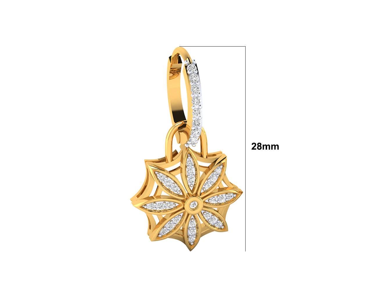 Reha Diamond floral earrings on diamond hoops - Jewelslane