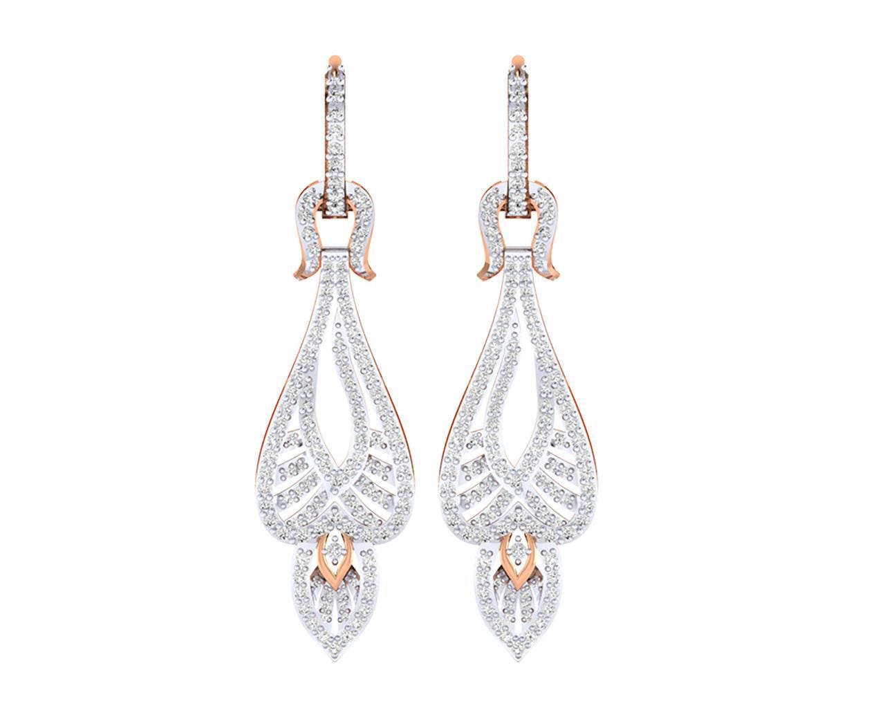 Rena Diamond Dangle drop earrings in Gold - Jewelslane