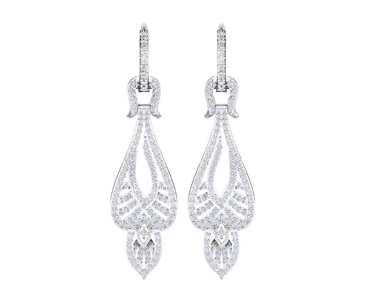 Rena Diamond Dangle drop earrings in Gold - Jewelslane
