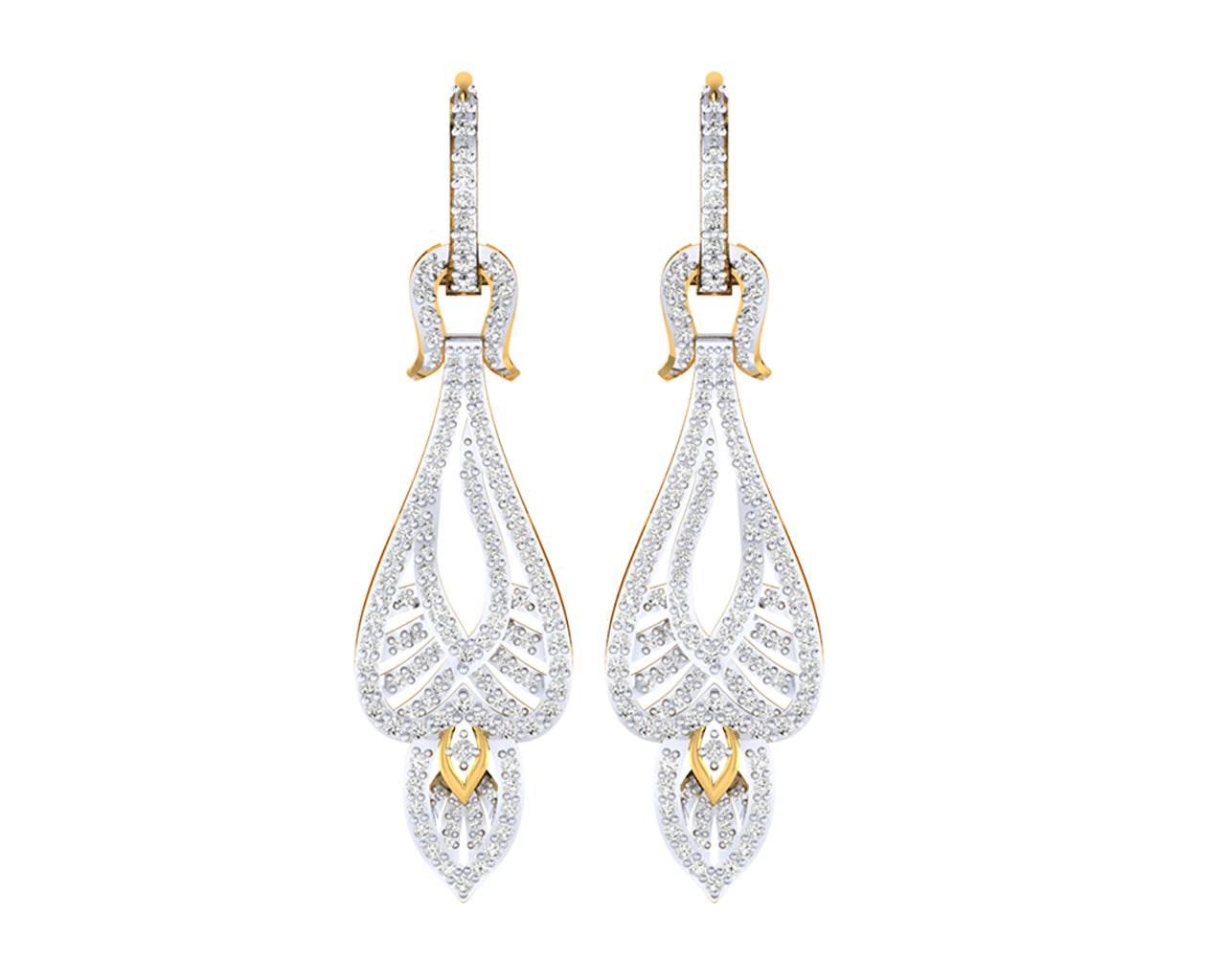 Rena Diamond Dangle drop earrings in Gold - Jewelslane