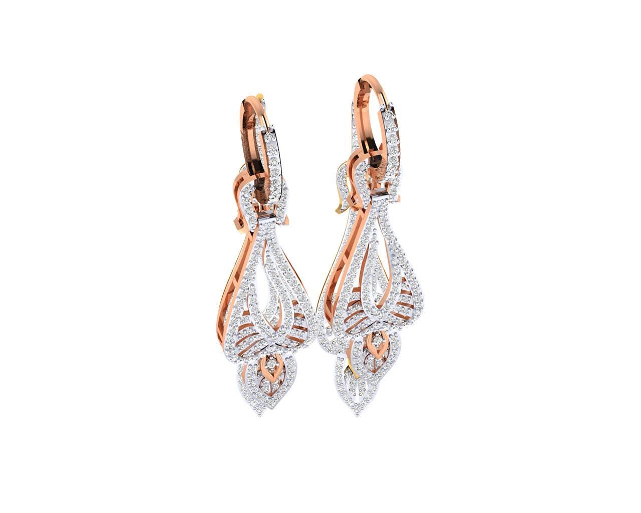 Rena Diamond Dangle drop earrings in Gold - Jewelslane