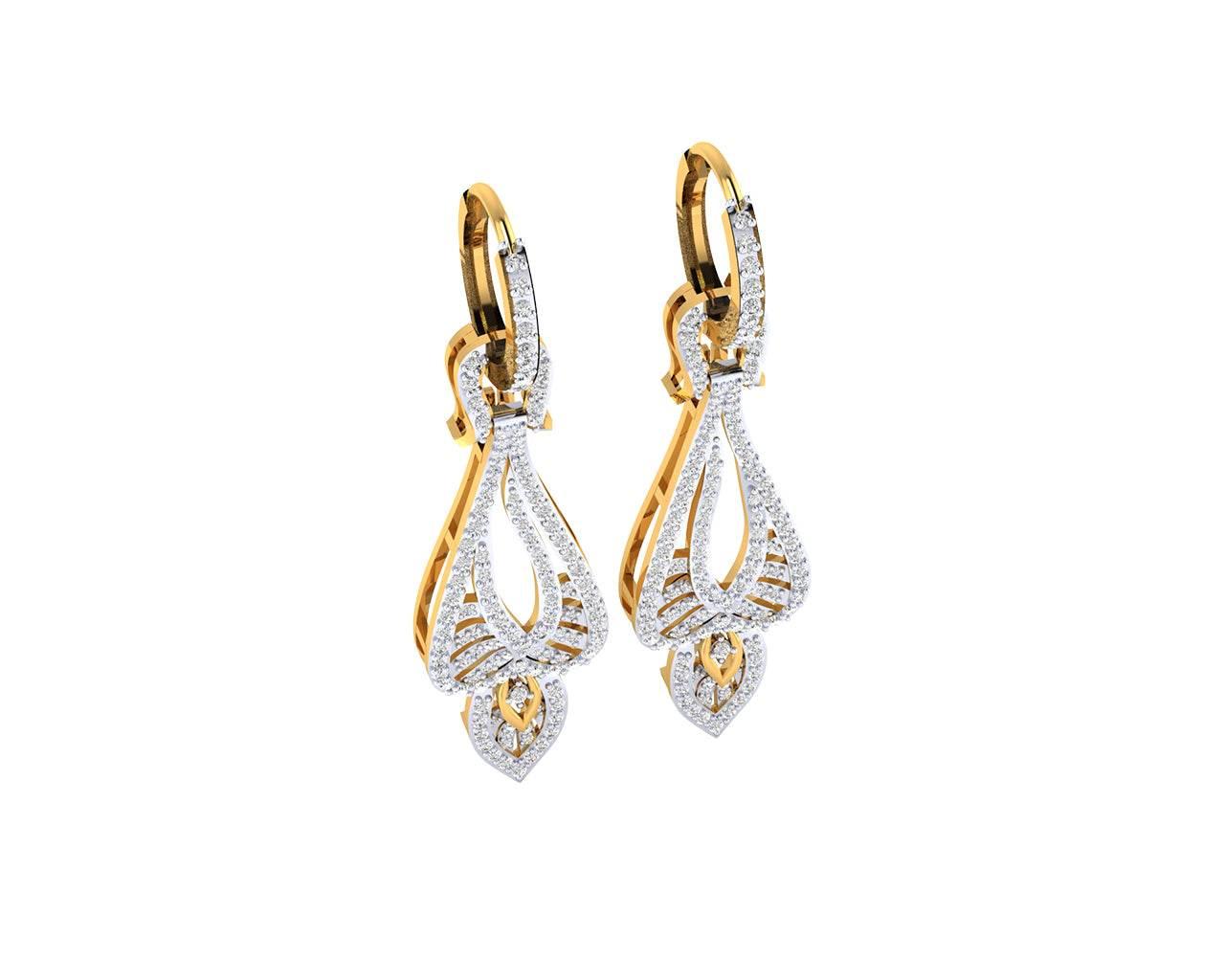 Rena Diamond Dangle drop earrings in Gold - Jewelslane