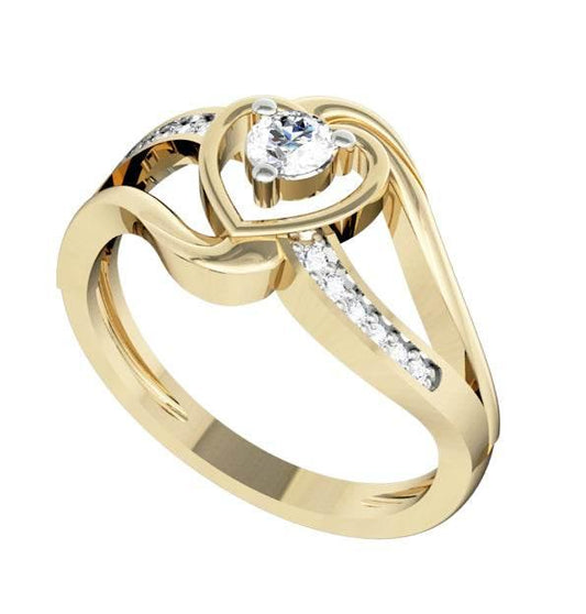 Romantic Solitaire Diamond Heart Ring - Jewelslane