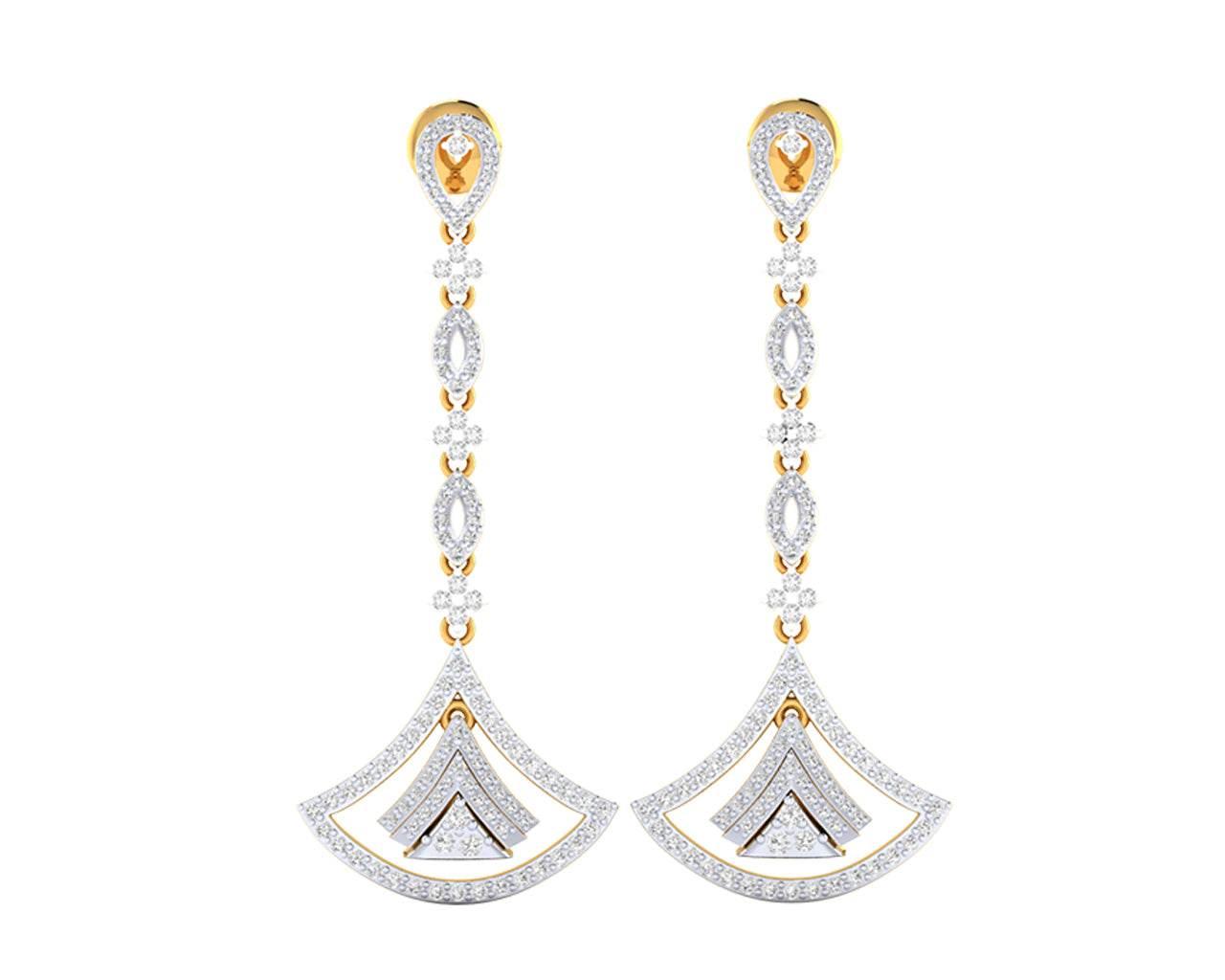 Rosa Long diamond dangle earrings in gold - Jewelslane