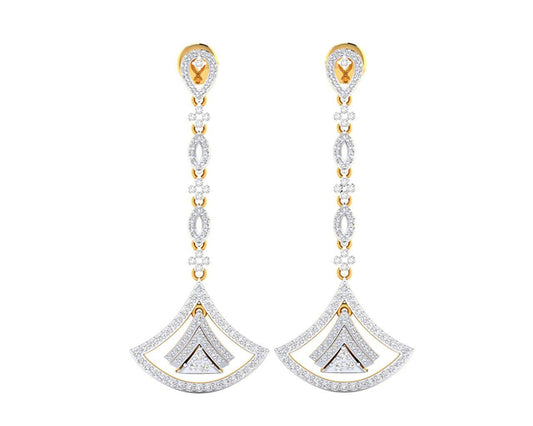 Rosa Long diamond dangle earrings in gold - Jewelslane