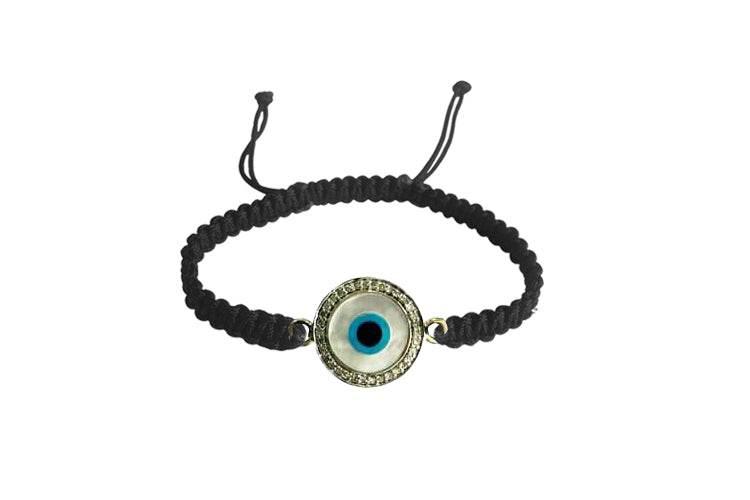 Evil eye bracelet in silver with diamonds - Jewelslane