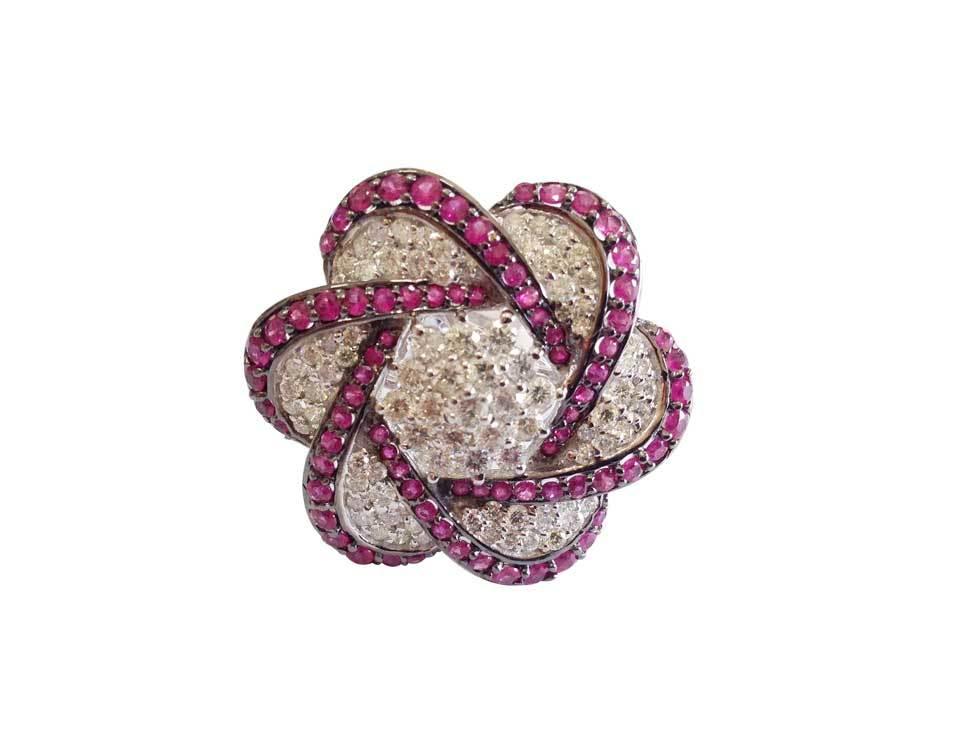 Ruby Diamond Cocktail ring in Gold - Jewelslane