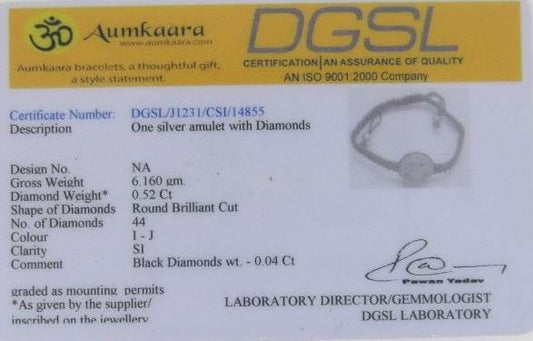 Smiley Bracelet in Silver with White & Black Diamonds - Jewelslane