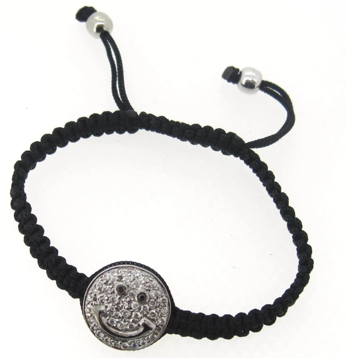 Smiley Bracelet in Silver with White & Black Diamonds - Jewelslane