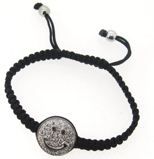 Smiley Bracelet in Silver with White & Black Diamonds - Jewelslane