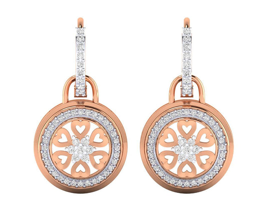 Saba Diamond Dangle earrings on diamond hoops in gold - Jewelslane
