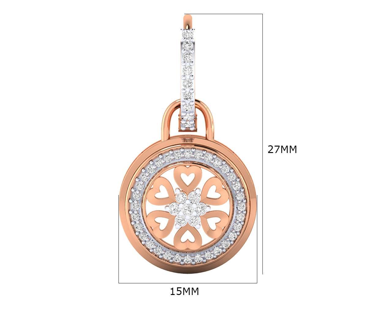 Saba Diamond Dangle earrings on diamond hoops in gold - Jewelslane