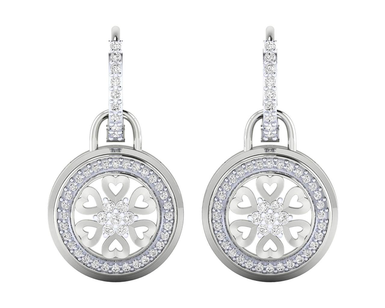 Saba Diamond Dangle earrings on diamond hoops in gold - Jewelslane