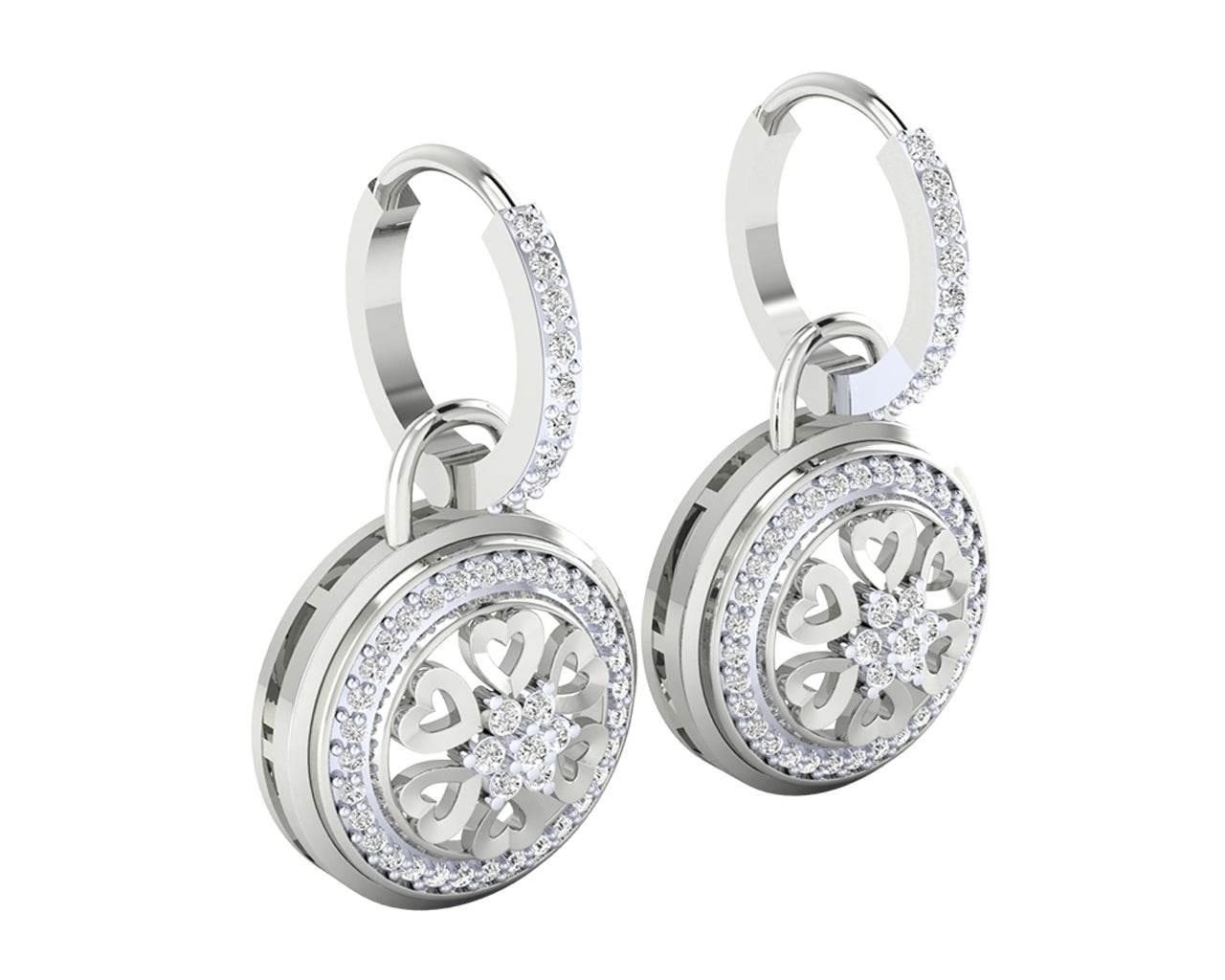 Saba Diamond Dangle earrings on diamond hoops in gold - Jewelslane