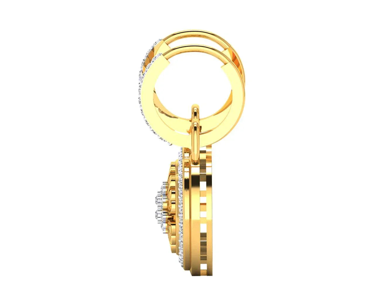 Saba Diamond Dangle earrings on diamond hoops in gold - Jewelslane