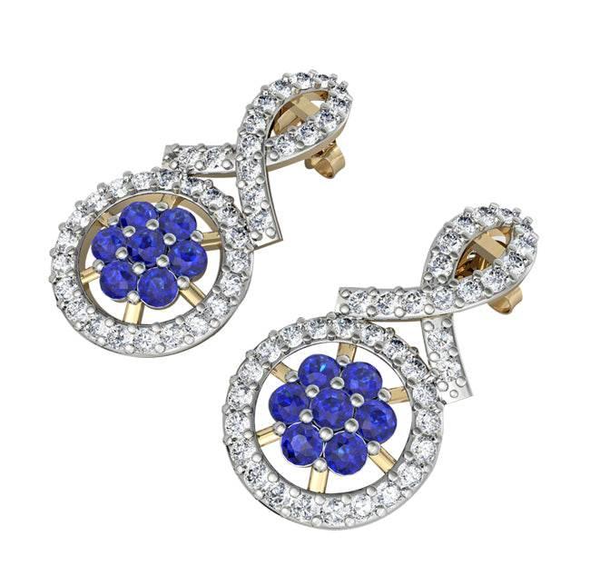 Sapphire & diamond ear studs - Jewelslane