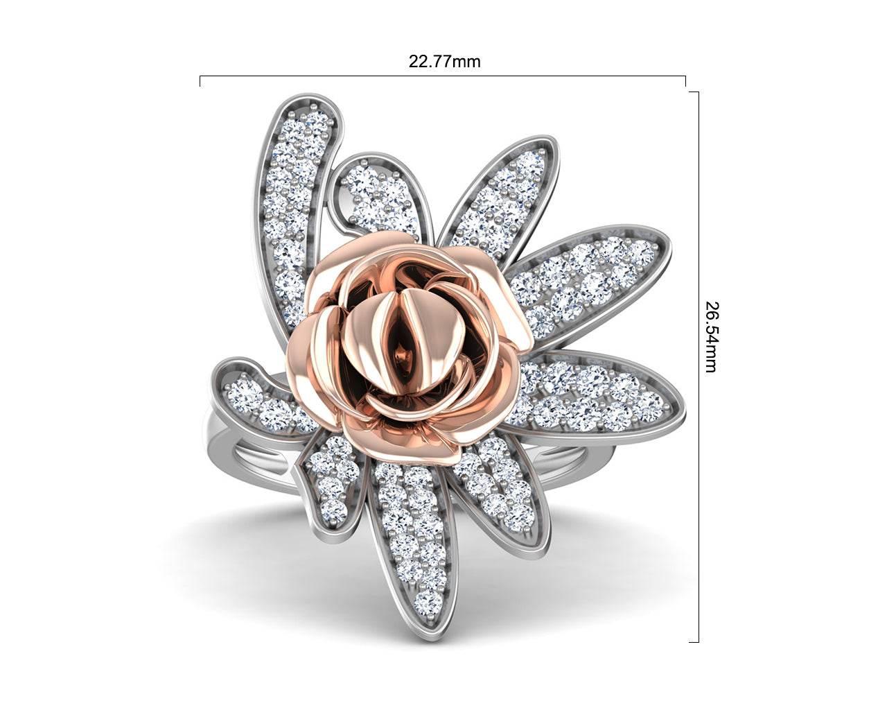 Seba Floral diamond ring in two tone 18k gold - Jewelslane