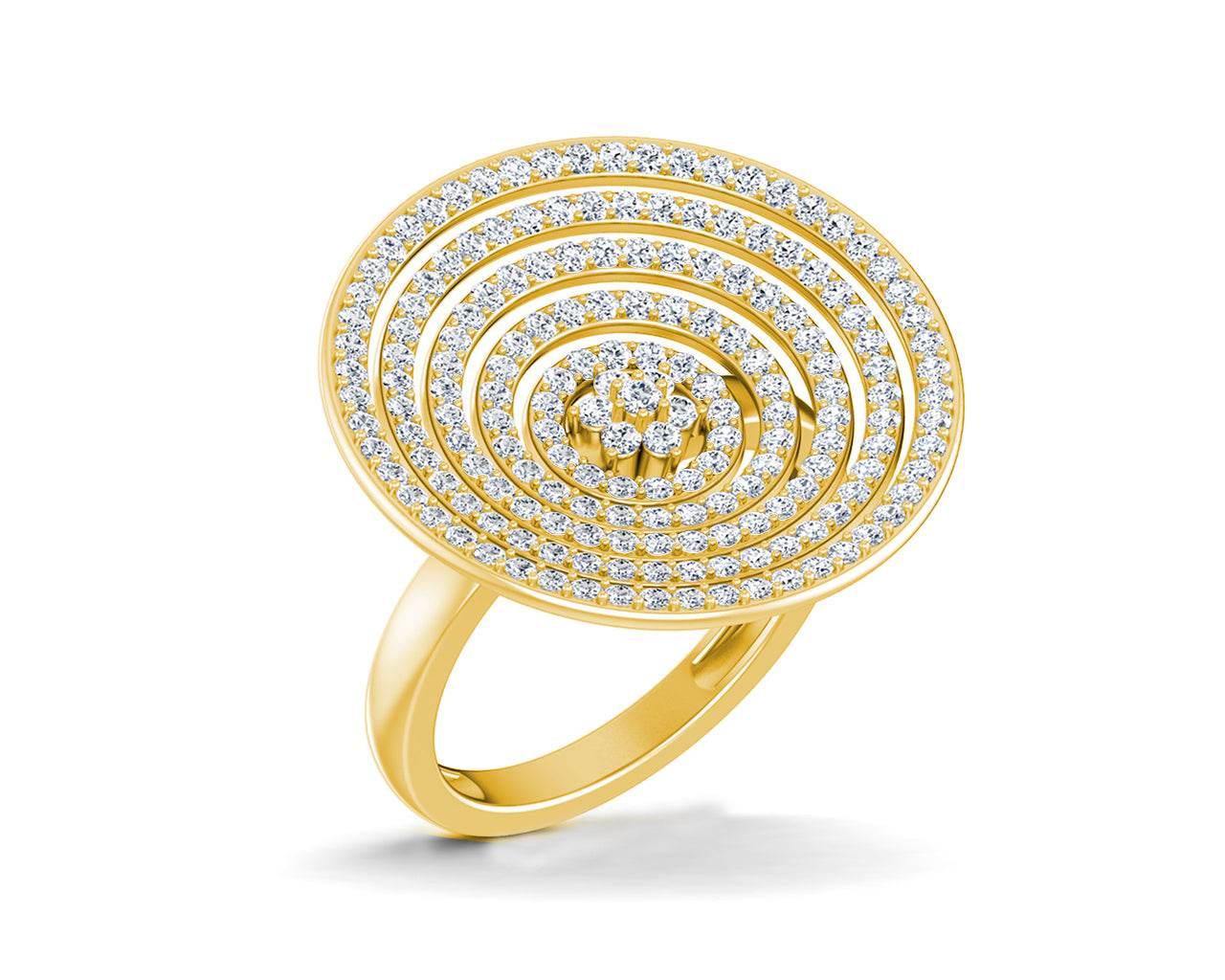 Seka Diamond Concave Cocktail Ring in gold - Jewelslane