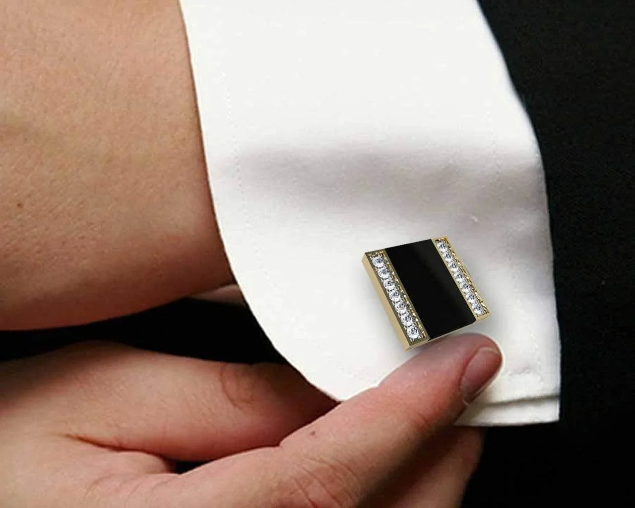 Shaun Black Onyx & Diamond Cufflinks - Jewelslane