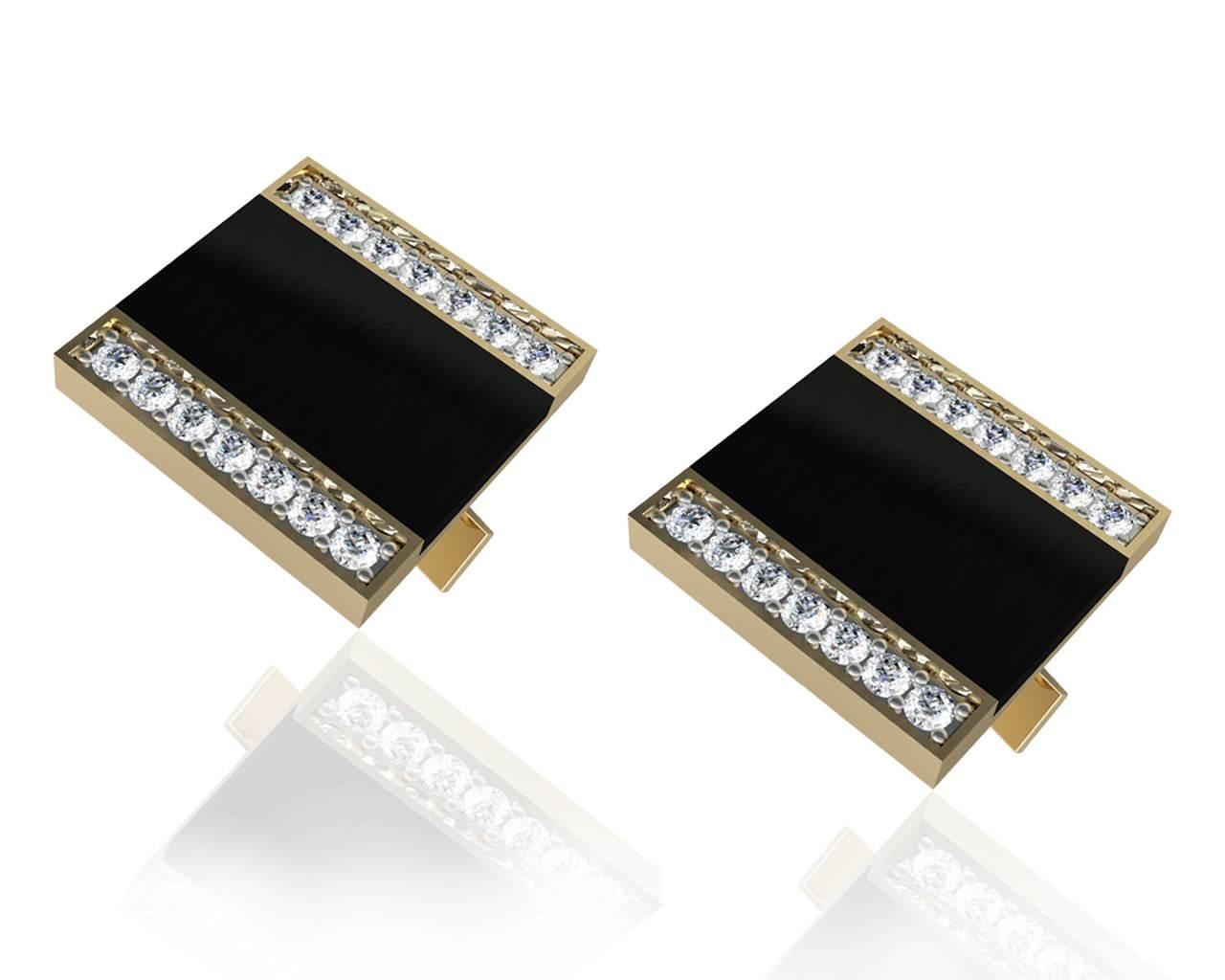 Shaun Black Onyx & Diamond Cufflinks - Jewelslane