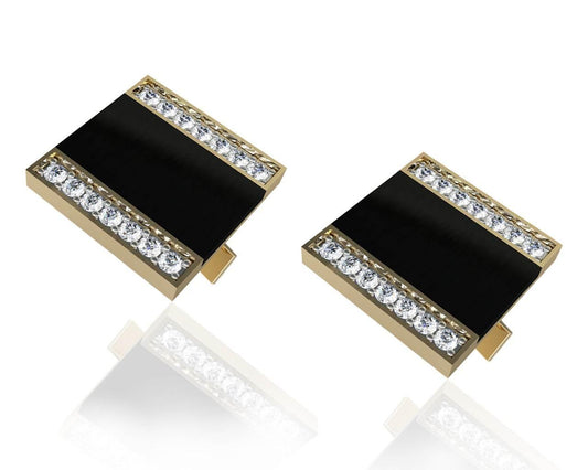 Shaun Black Onyx & Diamond Cufflinks - Jewelslane