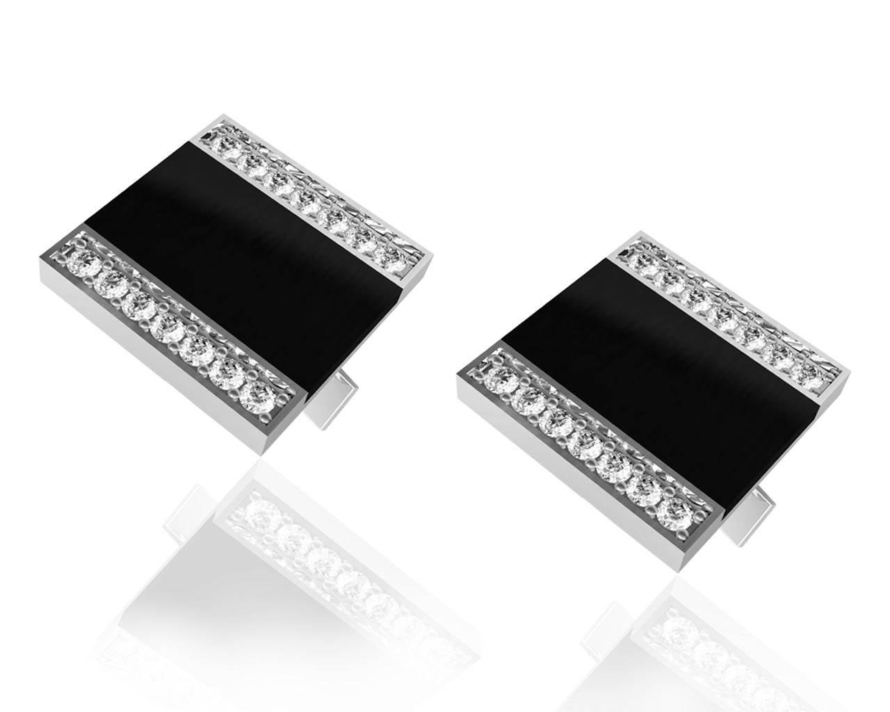 Shaun Black Onyx & Diamond Cufflinks - Jewelslane